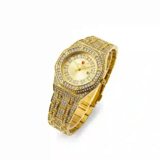 Luxury Gold Diamond-Studded Wrist Watch