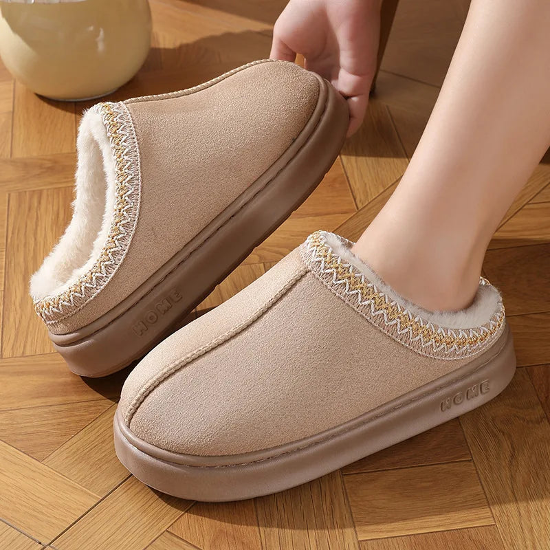 Mjlovers women's non-slip slippers with cozy fabric and rubber sole, designed for indoor comfort and safety.