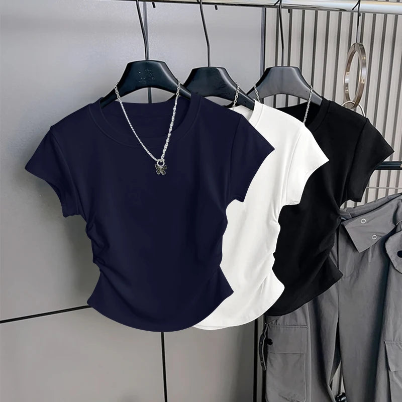 Mjlovers short sleeve round neck T-shirt in soft fabric, displayed flat with a casual fit and simple design.
