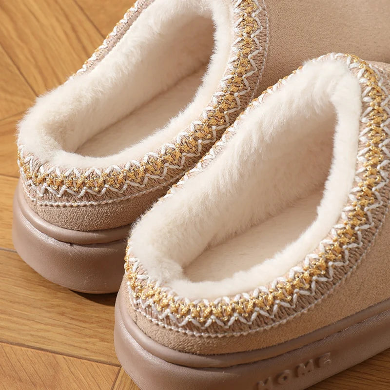 Mjlovers women's non-slip slippers with soft fabric upper and rubber sole, designed for comfortable indoor wear.