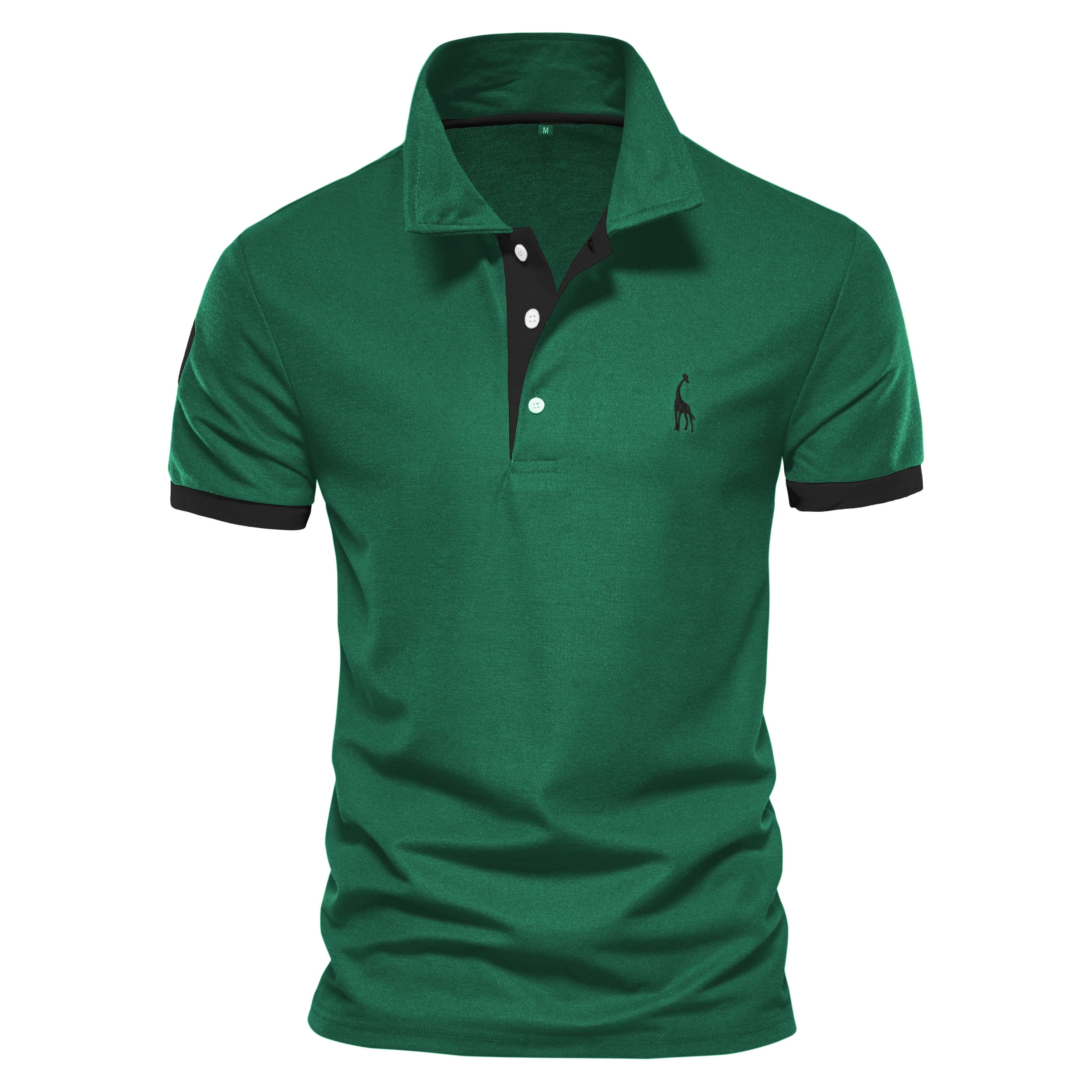 Men's polo shirt by Mjlovers featuring a classic design, shown in a close-up of the navy blue fabric with collar and buttons.