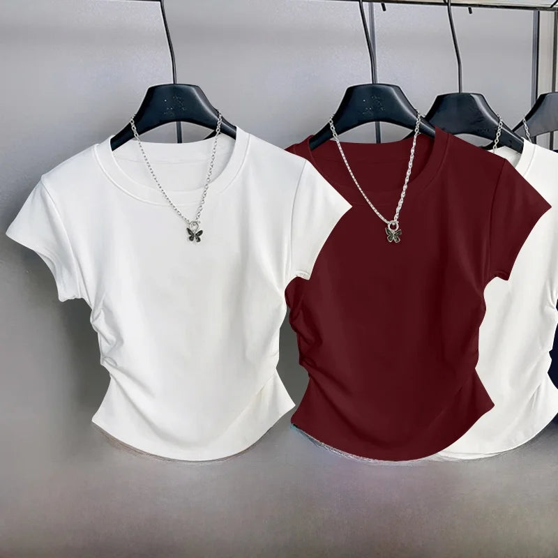 Mjlovers short sleeve round neck T-shirt in classic design, displayed on a white background with visible fabric texture.