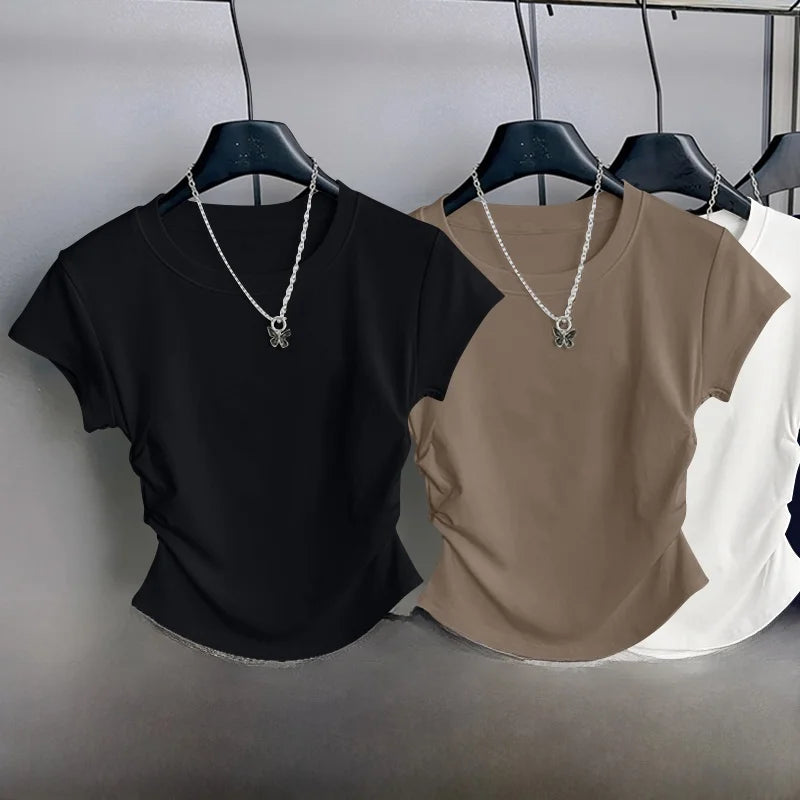 Mjlovers short sleeve round neck T-shirt in soft fabric, displayed on a hanger with a plain background