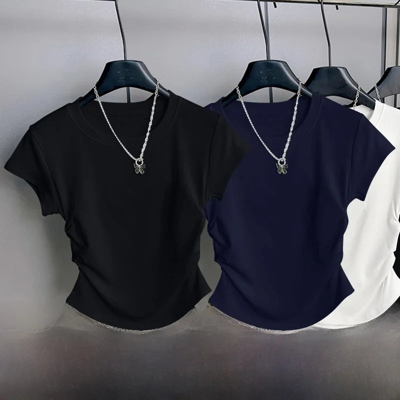 Mjlovers short sleeve round neck T-shirt in a casual fit, shown in a light color with soft fabric texture.