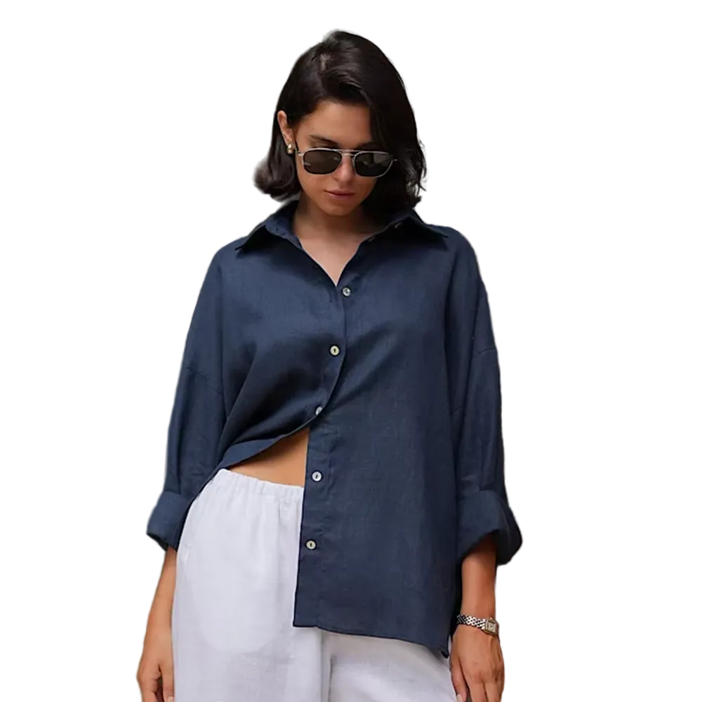 Cotton Spring Diana Shirt by mjlovers featuring a lightweight, breathable design with a classic collar and button front.