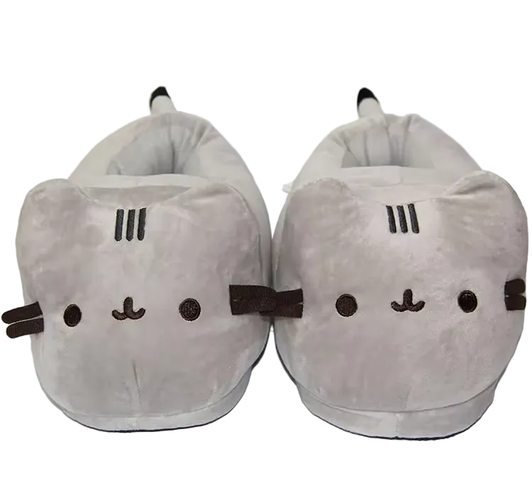 Soft pink kitty slippers by mjlovers with embroidered cat face and fluffy trim, cozy footwear for home comfort.