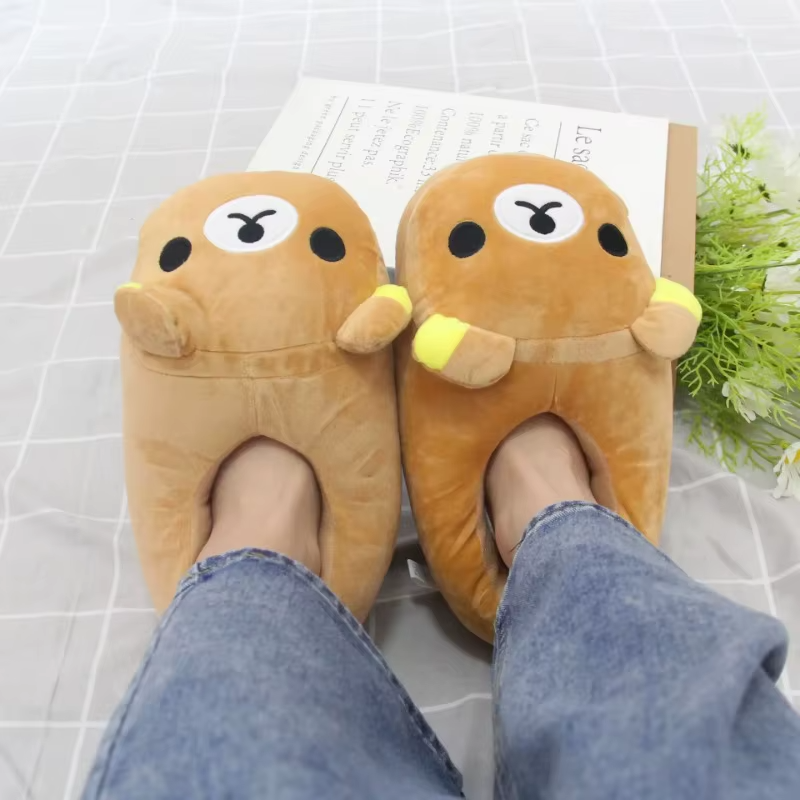 Soft pink bear slippers for ladies by mjlovers, featuring plush material and cute bear face design for cozy comfort.