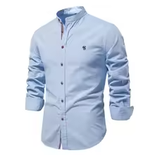 Mjlovers long sleeve shirt in soft fabric with a classic fit, displayed on a hanger against a neutral background.