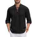 Mjlovers cotton linen shirt in white, featuring a relaxed fit with a classic collar and button closure, on a hanger.