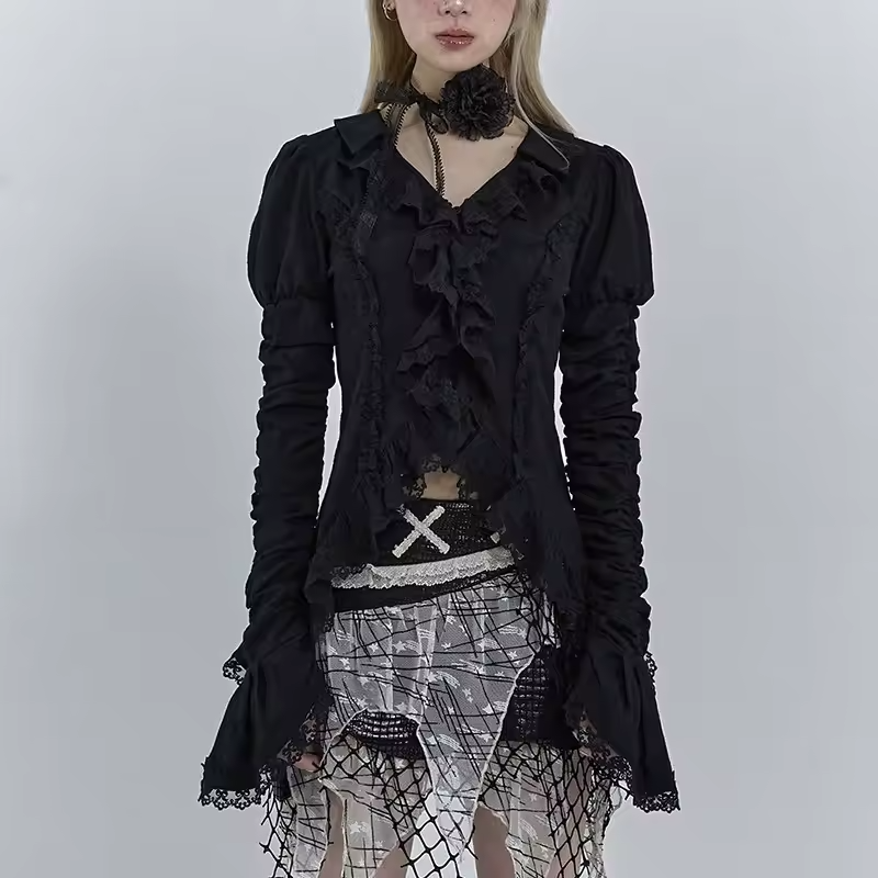 Black Lace Blouse For Women - mjlovers