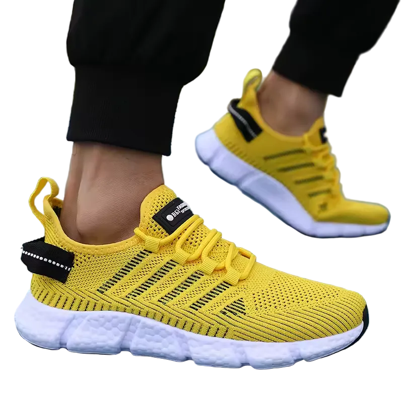 Men's casual sport shoes by Mjlovers featuring black and white athletic sneakers with breathable mesh and supportive soles.