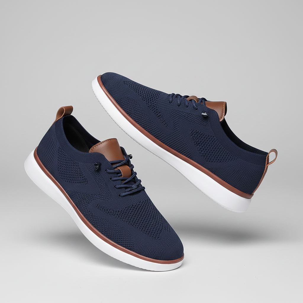 Men lace-up shoes by mjlovers in black leather with stylish stitching and modern design, displayed on a white background.