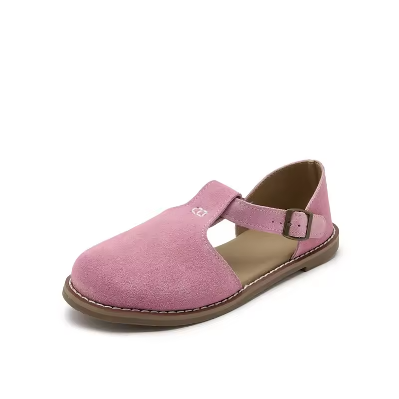 MJLovers women's leather sandals with open toe and ankle strap, stylish and comfortable for casual wear.