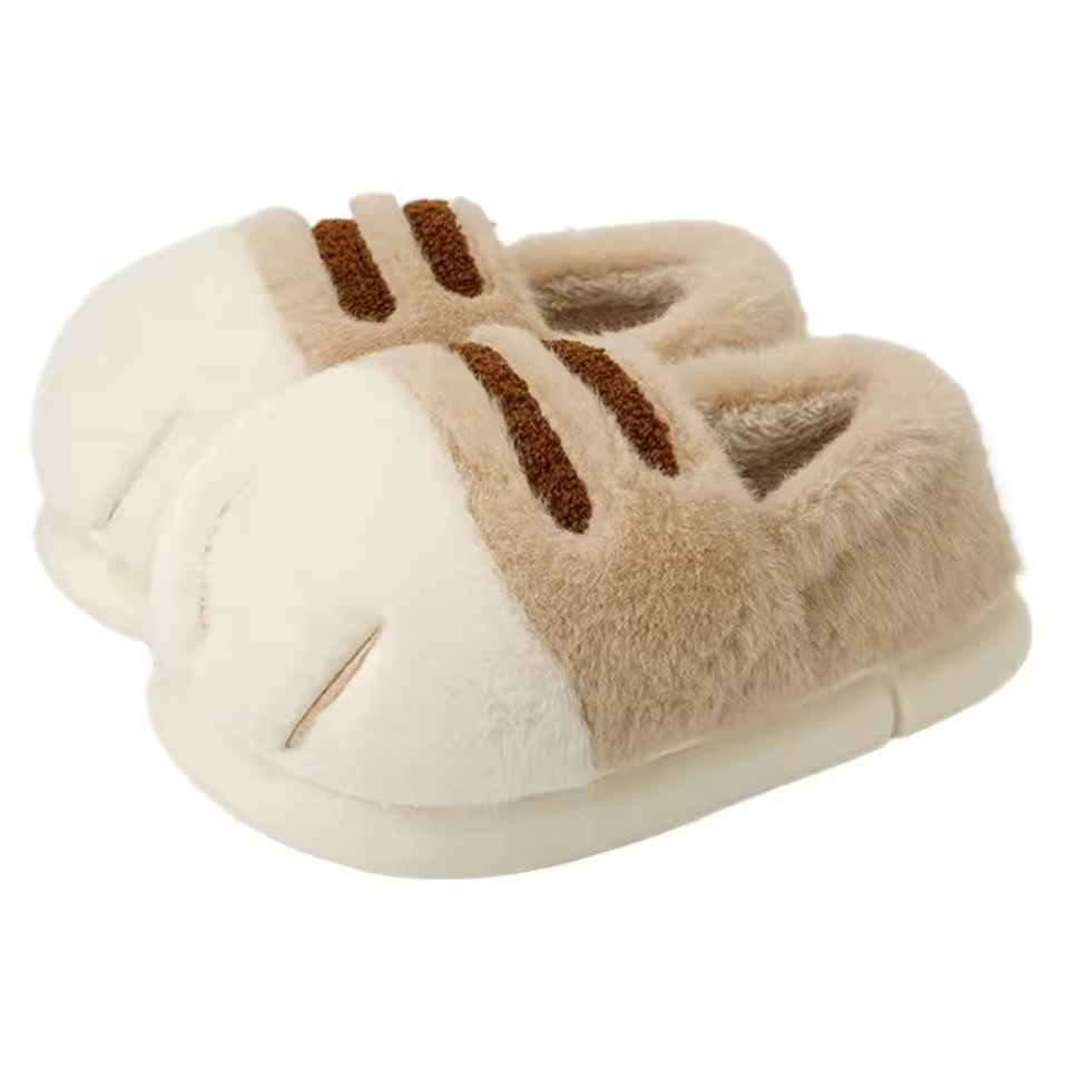 Mjlovers cat-shaped slippers for women, cozy footwear featuring cute cat face design, soft and comfortable for indoor wear.