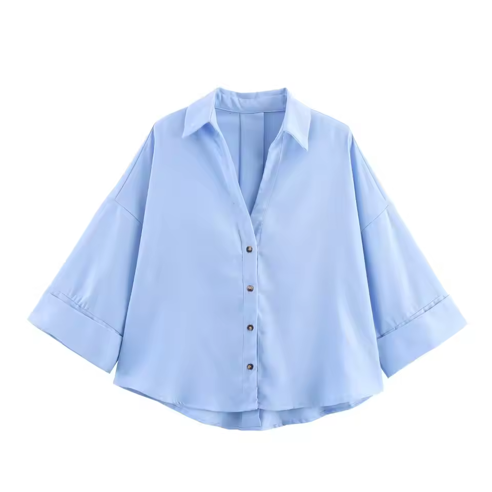 Women's trendy commute wide sleeve shirt by mjlovers featuring a stylish, relaxed-fit design with wide sleeves and a modern look.
