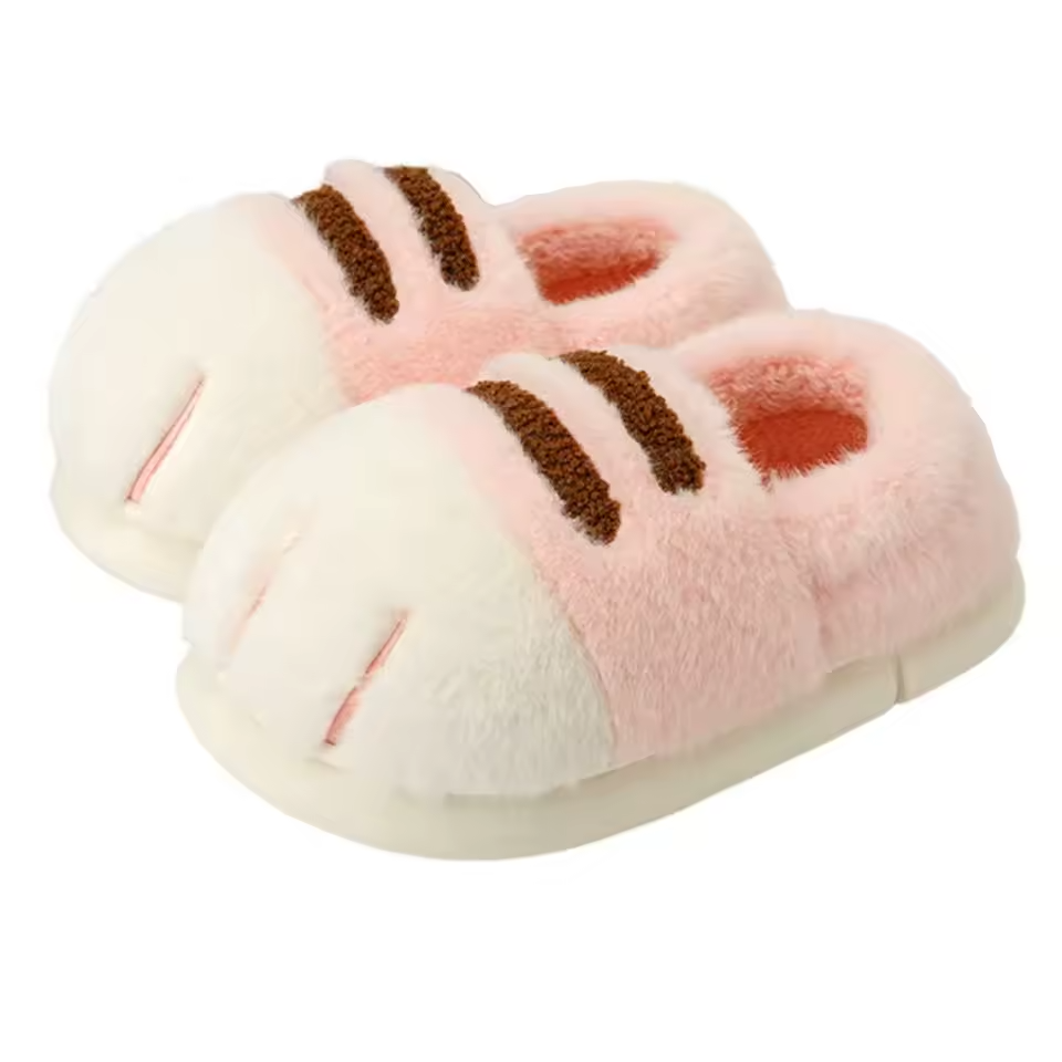 MJLovers cat-shaped women’s slippers featuring cozy plush material and playful feline design on soft indoor footwear.