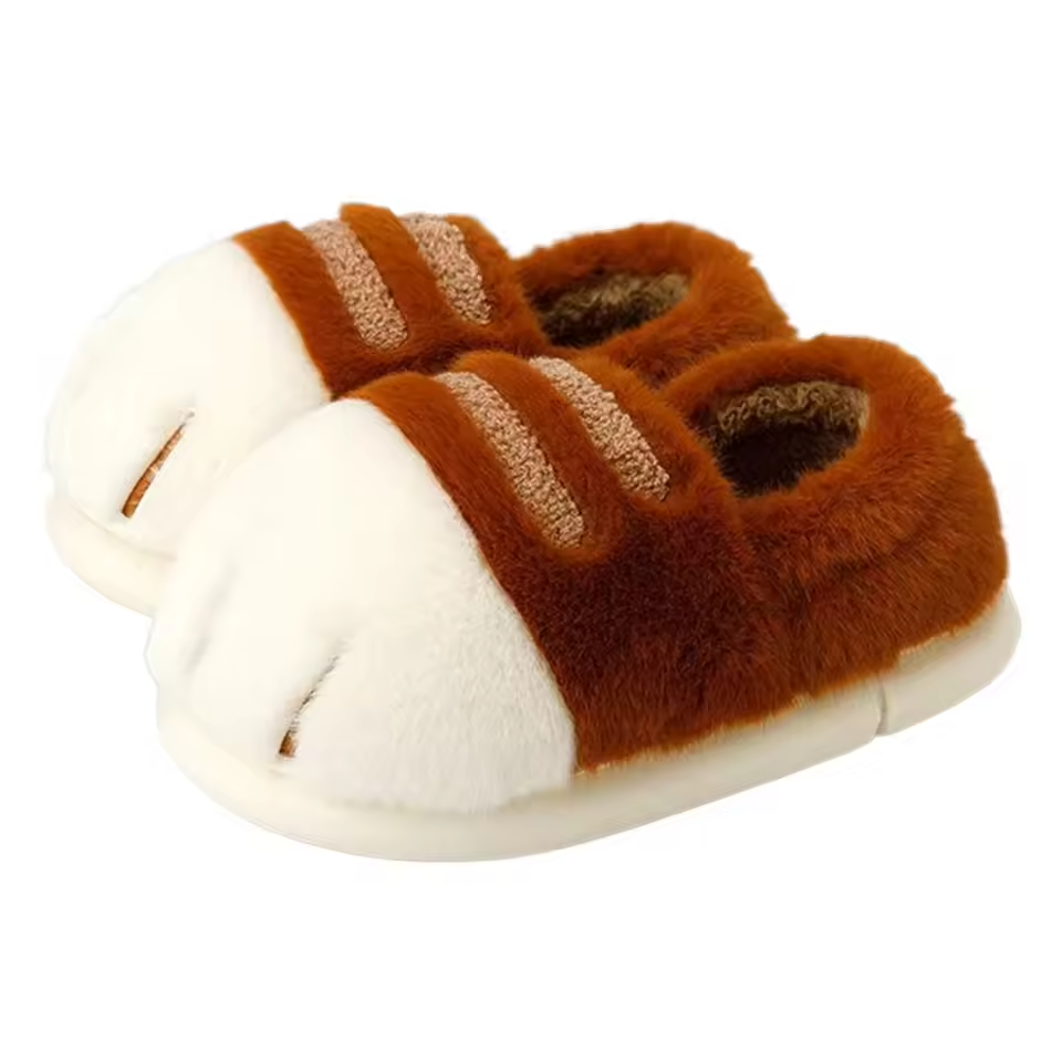 Mjlovers cat-shaped slippers for women with cozy plush material and cute feline design on a white background