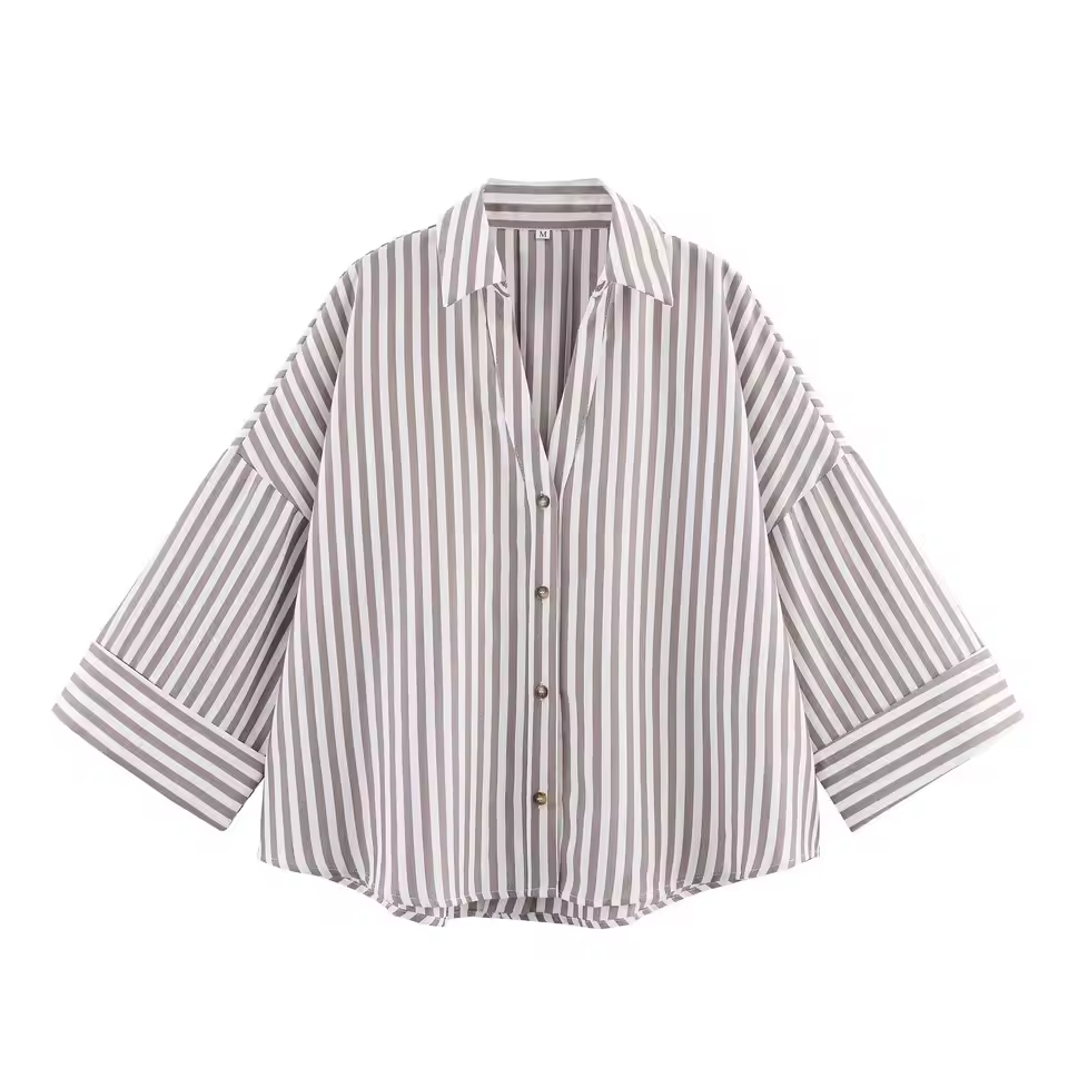 Women’s trendy wide sleeve commute shirt by mjlovers, featuring a stylish relaxed fit and wide sleeve design.