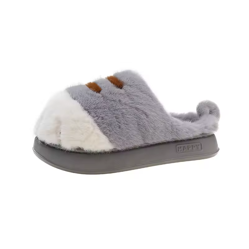 MJLovers cat-shaped slippers for women with cute feline design, cozy indoor footwear, soft fabric, and playful cat face details.