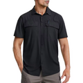 Mjlovers quick-dry short sleeve collar shirt in light fabric, featuring a classic collar and casual fit, displayed on a hanger.