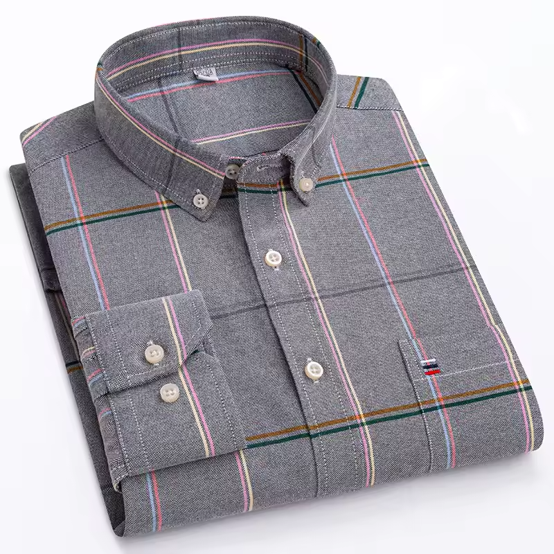 Mjlovers cotton button-down dress shirt, light blue with classic collar and button front, displayed on a hanger.