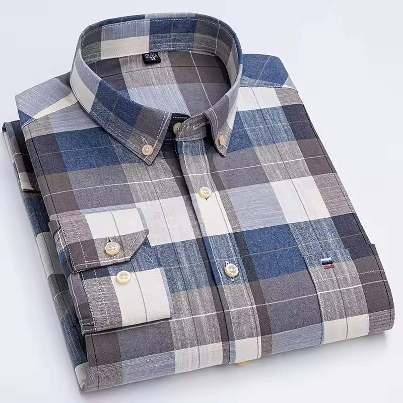 Mjlovers cotton button-down dress shirt in classic white, featuring a collar and long sleeves, shown on a hanger.