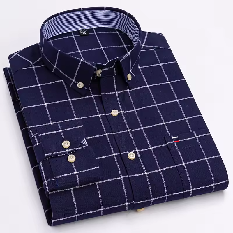 Mjlovers cotton button-down dress shirt in white, featuring a classic collar and button placket, displayed on a hanger.
